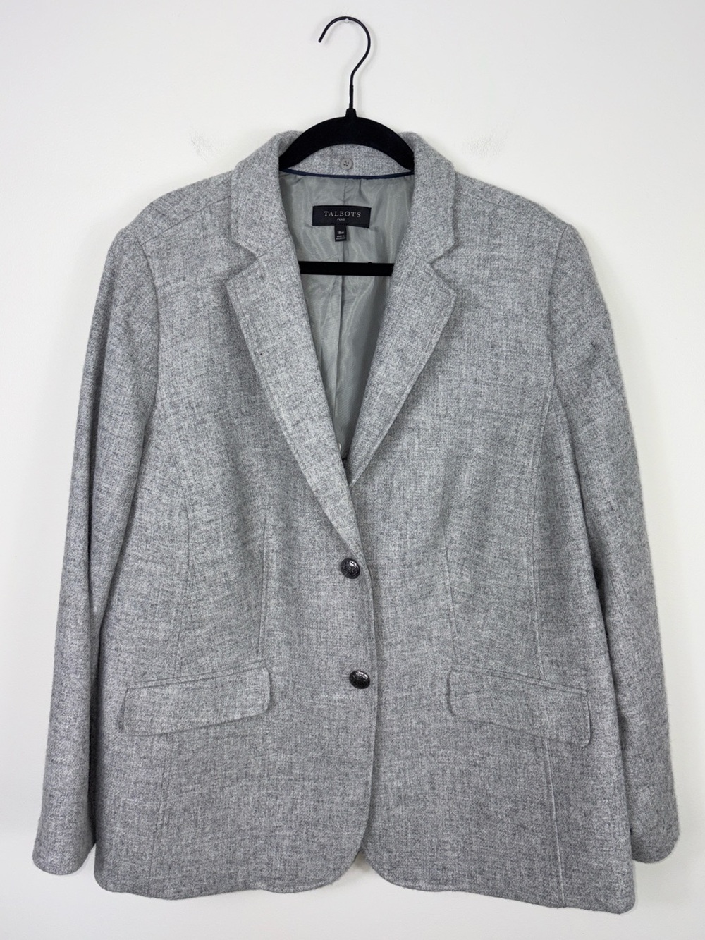 Talbots Wool Blazer Jacket Heather Gray Women’s Size 18W Career
